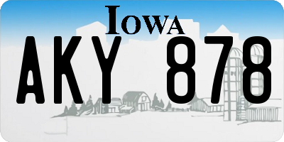 IA license plate AKY878