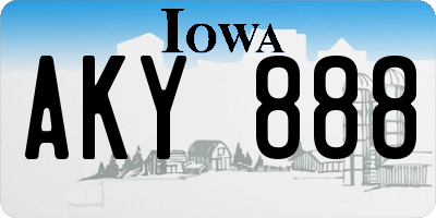 IA license plate AKY888