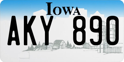 IA license plate AKY890