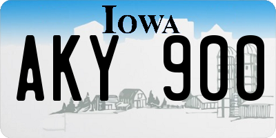 IA license plate AKY900