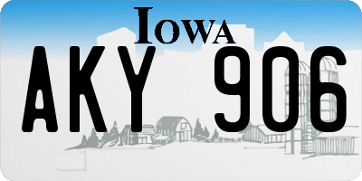 IA license plate AKY906