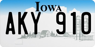 IA license plate AKY910