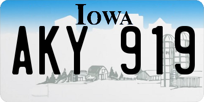 IA license plate AKY919