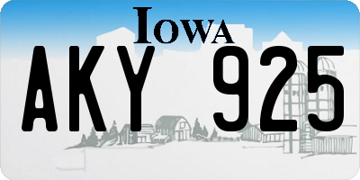 IA license plate AKY925
