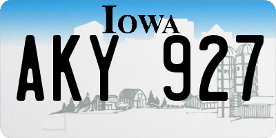 IA license plate AKY927