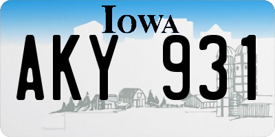 IA license plate AKY931