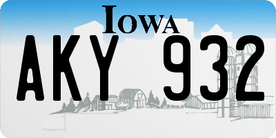 IA license plate AKY932
