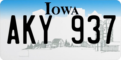 IA license plate AKY937