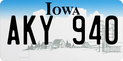 IA license plate AKY940