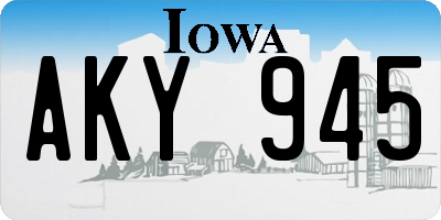 IA license plate AKY945
