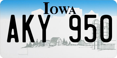IA license plate AKY950