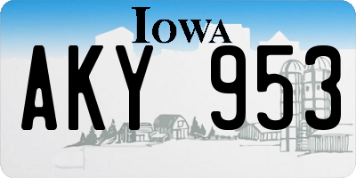 IA license plate AKY953