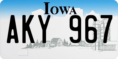 IA license plate AKY967