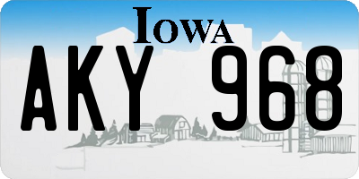 IA license plate AKY968