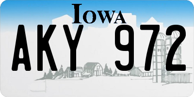 IA license plate AKY972