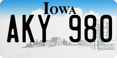 IA license plate AKY980
