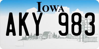IA license plate AKY983