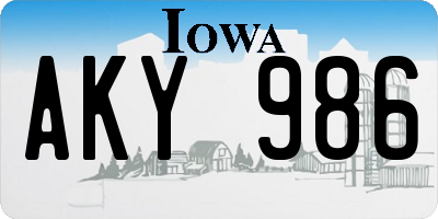 IA license plate AKY986