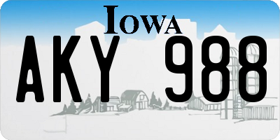 IA license plate AKY988