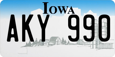IA license plate AKY990