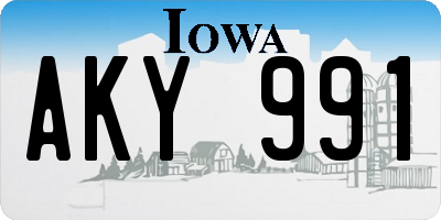 IA license plate AKY991