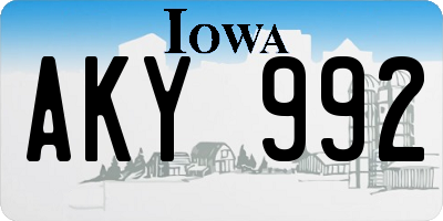IA license plate AKY992