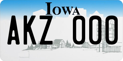 IA license plate AKZ000