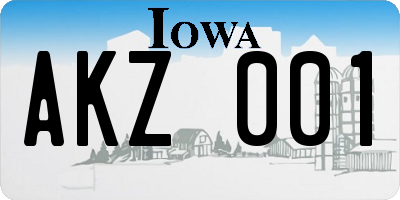IA license plate AKZ001