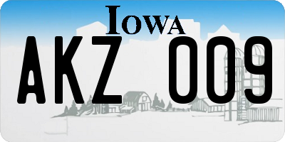IA license plate AKZ009