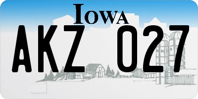 IA license plate AKZ027