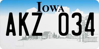 IA license plate AKZ034