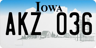 IA license plate AKZ036