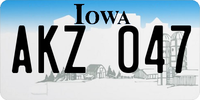 IA license plate AKZ047