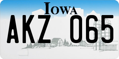 IA license plate AKZ065