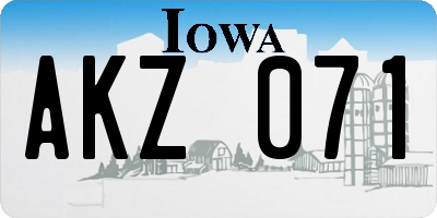 IA license plate AKZ071