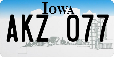 IA license plate AKZ077