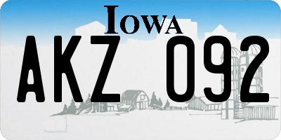 IA license plate AKZ092