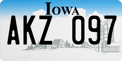 IA license plate AKZ097