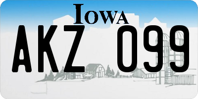 IA license plate AKZ099