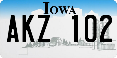IA license plate AKZ102