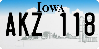 IA license plate AKZ118