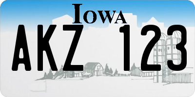 IA license plate AKZ123