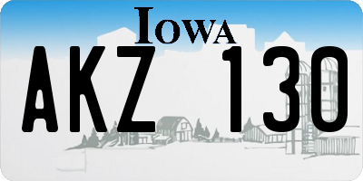 IA license plate AKZ130