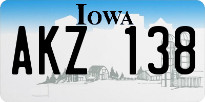 IA license plate AKZ138
