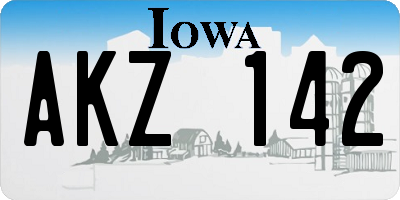 IA license plate AKZ142