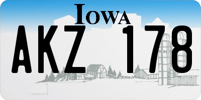 IA license plate AKZ178
