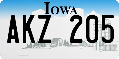 IA license plate AKZ205