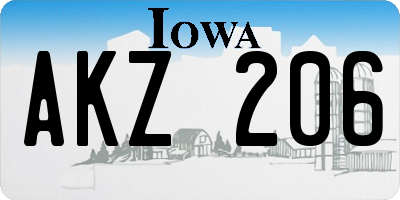 IA license plate AKZ206
