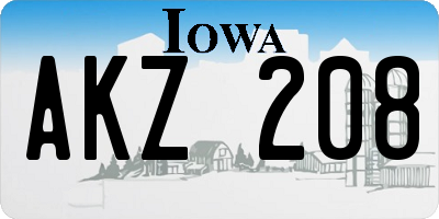 IA license plate AKZ208