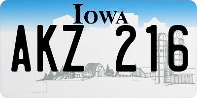 IA license plate AKZ216